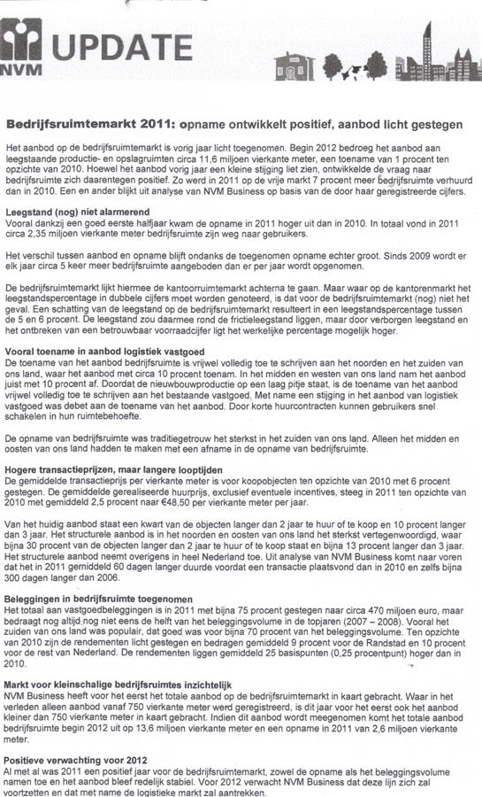 NVM update Bedrijfsruimtemarkt 2011